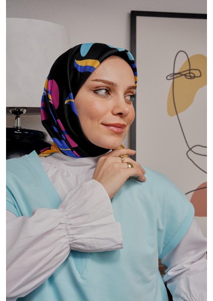 Yaprak Desen Sarı Soft Pamuk Eşarp