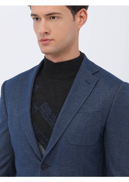 Indigo Düz Modern Fit Takım Elbise