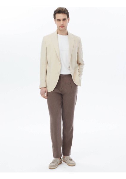Bej Düz Modern Fit Takım Elbise