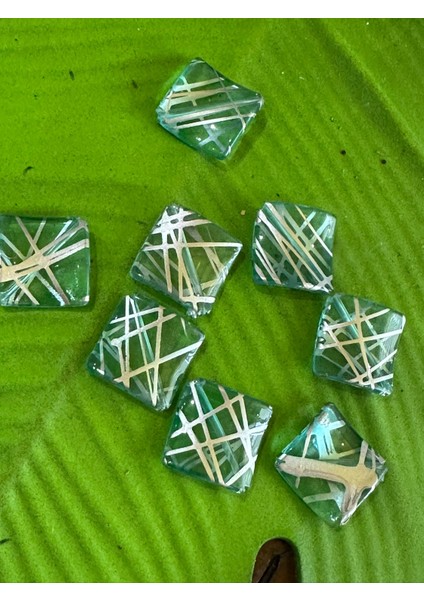 2x2 Cm 8 Adet Yeşil Varaklı Takı Boncuğu