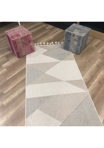 Bej & Gri Geometrik Desenli Iskandinav Halı - Yumuşak Ve Konforlu Salon Halısı- Hoom Rugs Bohho Bh09