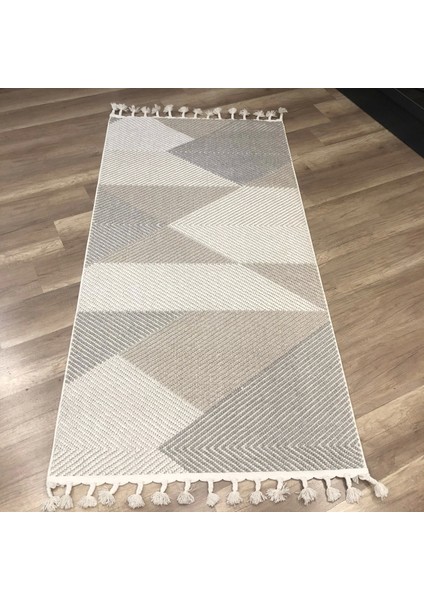 Bej & Gri Geometrik Desenli Iskandinav Halı - Yumuşak Ve Konforlu Salon Halısı- Hoom Rugs Bohho Bh09