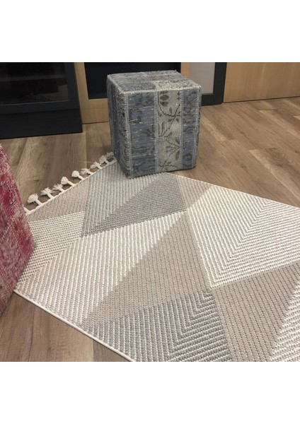 Bej & Gri Geometrik Desenli Iskandinav Halı - Yumuşak Ve Konforlu Salon Halısı- Hoom Rugs Bohho Bh09