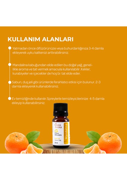 Onka Farma Mandalina Yağı 10 ml %100 Saf ve Doğal Katkısız Uçucu Yağ