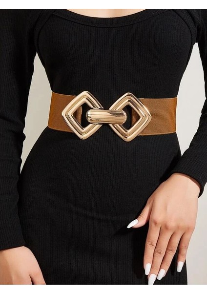 6.cm Lastikli Gold Tokalı Kemer