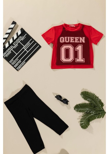 3'lü Queen Baskılı Tshirt Atlet Tayt Siyah Takım fiyatları