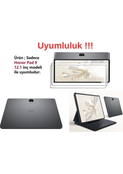 Honor Pad 9 12.1 Inç Uyumlu Kalem Bölmeli Standlı Silikon Kılıf + Ekran Koruyucu + Kalem 3'lü Set