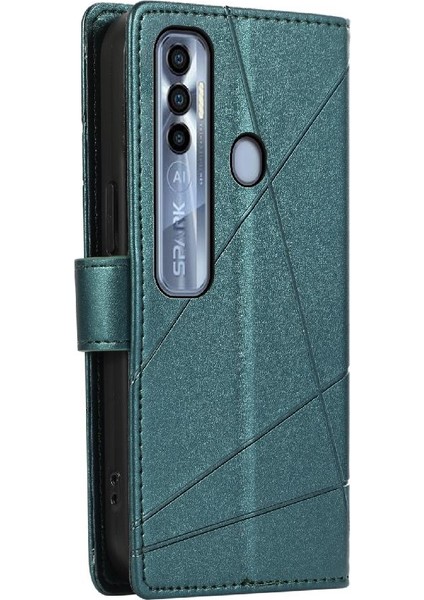 Tecno Spark 7 Pro Şok Emici Darbeye Kickstand Kart Için Flip Case (Yurt Dışından)