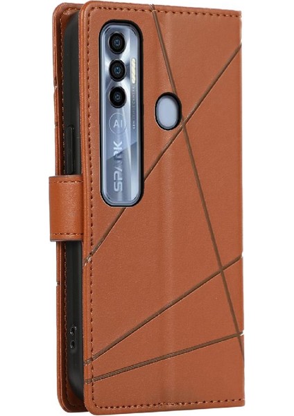 Tecno Spark 7 Pro Şok Emici Darbeye Kickstand Kart Için Flip Case (Yurt Dışından)