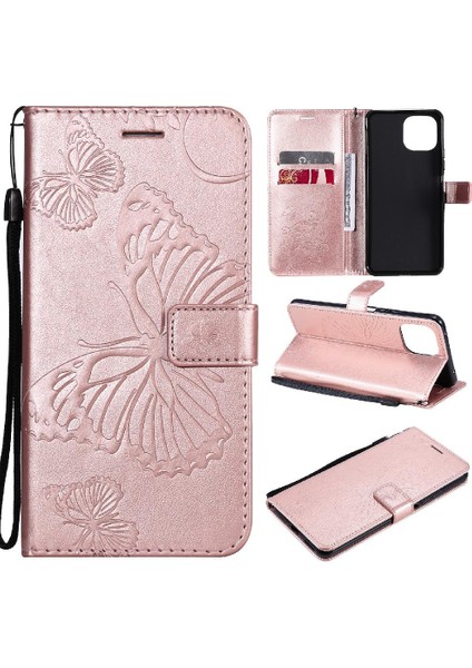 Kart Yuvası Standı ile Xiaomi 11 Lite Pu Deri Için Flip Case Darbeye (Yurt Dışından)