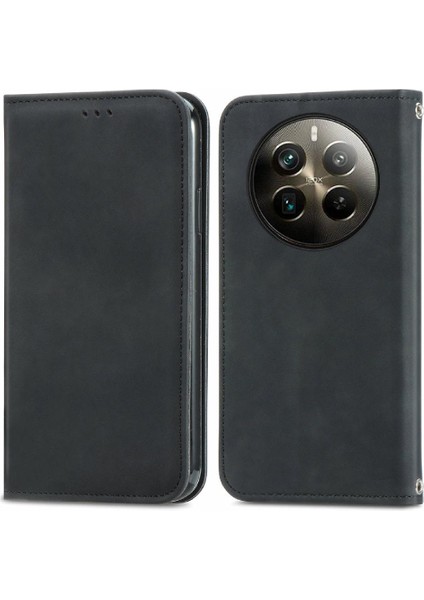 Realme 12 Pro Artı Darbeye Dayanıklı Deri Kılıf Için Flip Case Basit Iş (Yurt Dışından)