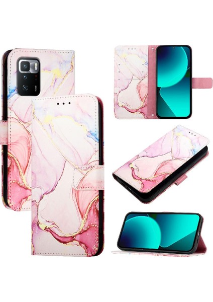 Xiaomi Poco X3 Gt Kickstand Pu Deri Cüzdan Mermer Desen (Yurt Dışından)
