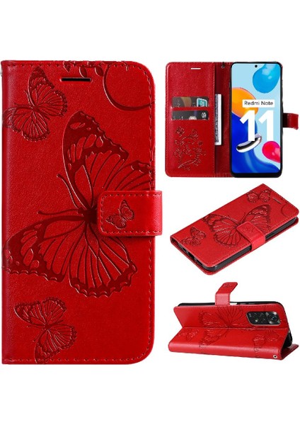 Xiaomi Redmi Not 11 Için Flip Case Kart Yuvası ile 4g Darbeye Kapak Pu (Yurt Dışından)