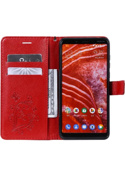 Nokia 3.1 Için Flip Case Artı Darbeye Kapak Kart Pu ile Kickstand Çevirin (Yurt Dışından)