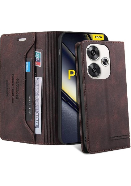 Xiaomi Poco F6 Iki Kart Yuvaları Kickstand Premium Deri Için Flip Case (Yurt Dışından)