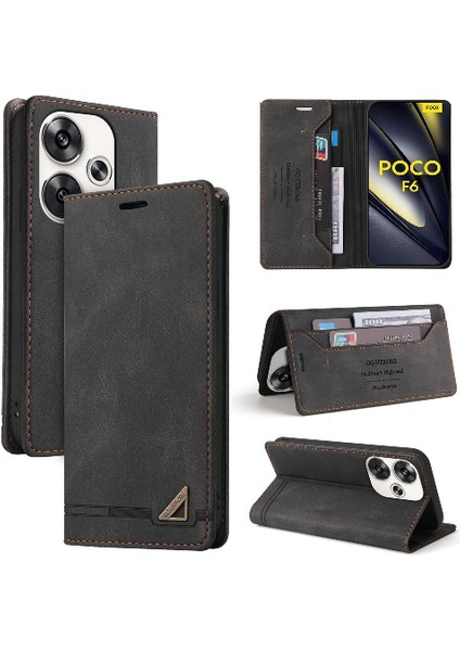Xiaomi Poco F6 Iki Kart Yuvaları Kickstand Premium Deri Için Flip Case (Yurt Dışından)