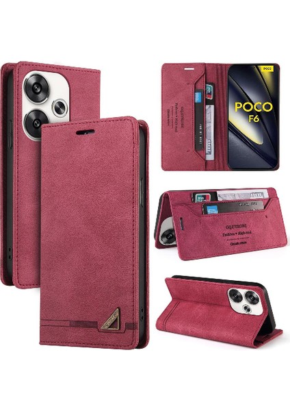 Xiaomi Poco F6 Iki Kart Yuvaları Kickstand Premium Deri Için Flip Case (Yurt Dışından)