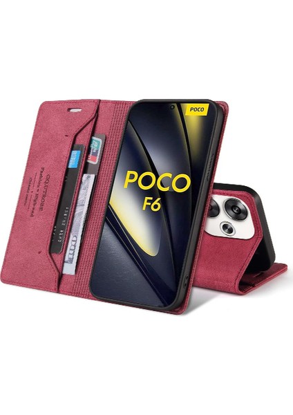 Xiaomi Poco F6 Iki Kart Yuvaları Kickstand Premium Deri Için Flip Case (Yurt Dışından)