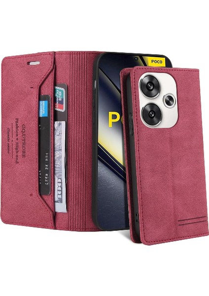 Xiaomi Poco F6 Iki Kart Yuvaları Kickstand Premium Deri Için Flip Case (Yurt Dışından)