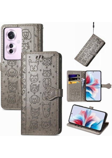 Oppo Için Kılıf Oppo 11 F 5g Kısa Kayış Kapak Çevirin Karikatür Hayvanlar Deri (Yurt Dışından)