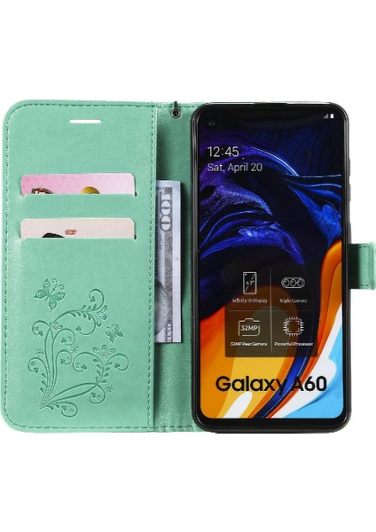 Kart Yuvası Standı ile Samsung Galaxy A60 Için Kılıf Pu Deri Flip Kickstand (Yurt Dışından)