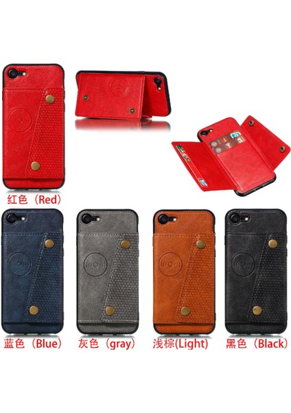Iphone 8 Için Cüzdan Kılıf Cüzdan Kılıf Darbeye Koruyucu Kickstand Kart (Yurt Dışından)