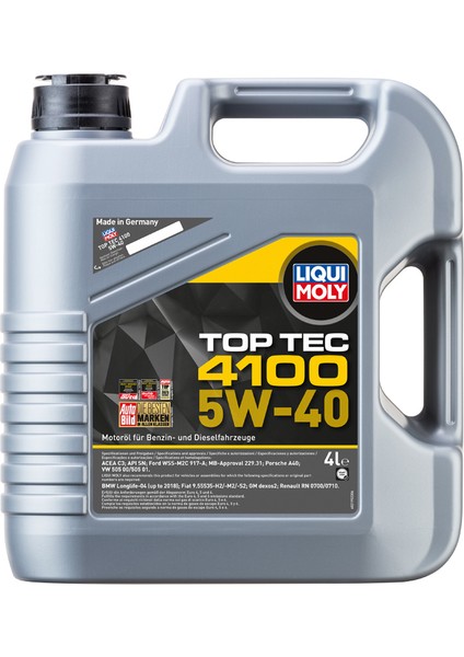 Liqui Moly Top Tec 4100 5W-40 4 Litre Motor Yağı (Üretim Yılı: 2024), 2195