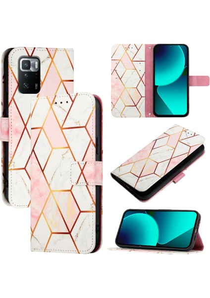 Xiaomi Poco X3 Gt Kickstand Pu Deri Cüzdan Mermer Desen (Yurt Dışından)