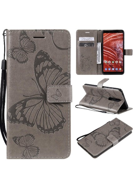 Nokia 3.1 Için Flip Case Artı Darbeye Kapak Kart Pu ile Kickstand Çevirin (Yurt Dışından)