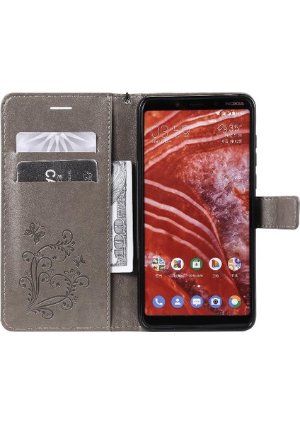 Nokia 3.1 Için Flip Case Artı Darbeye Kapak Kart Pu ile Kickstand Çevirin (Yurt Dışından)