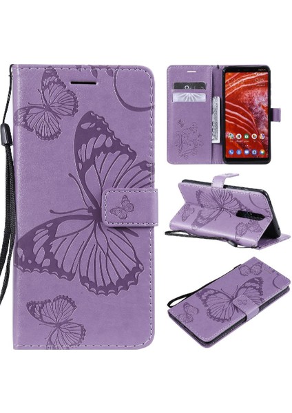 Nokia 3.1 Için Flip Case Artı Darbeye Kapak Kart Pu ile Kickstand Çevirin (Yurt Dışından)