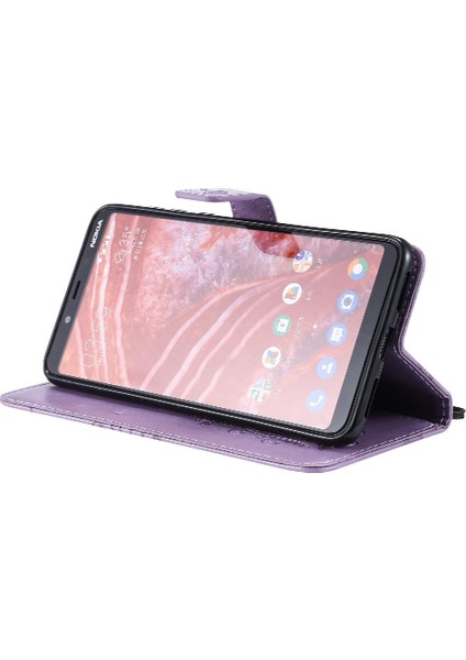 Nokia 3.1 Için Flip Case Artı Darbeye Kapak Kart Pu ile Kickstand Çevirin (Yurt Dışından)