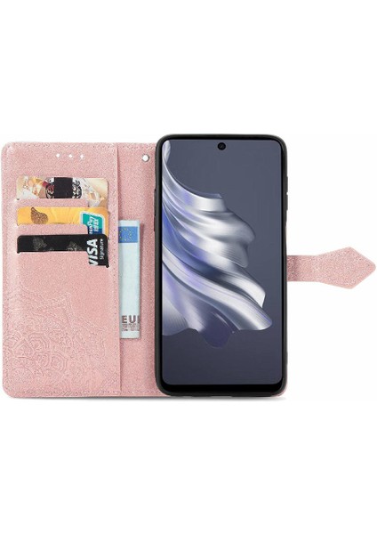 Tecno Spark 20 Pro Için Flip Case Basit Iş Zarif Desen Deri (Yurt Dışından)