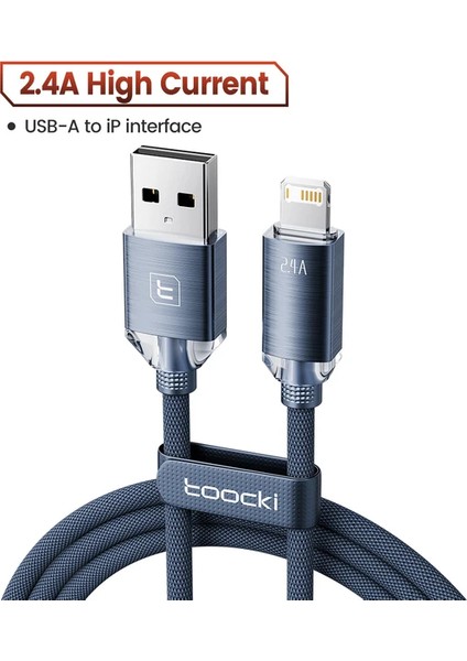 2.4A USB To Lightning iPhone Uyumlu Hızlı Şarj Kablosu 1 Metre