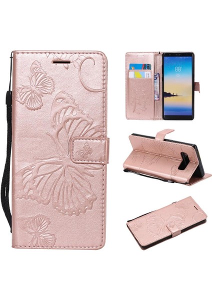 Kart Yuvası Standı ile Samsung Galaxy Not 8 Için Kılıf Kickstand Kapak Çevirin (Yurt Dışından)