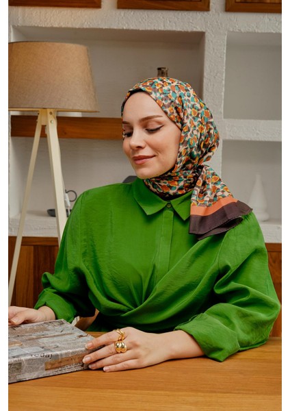 Leopar Desen Kahverengi Soft Pamuk Şal