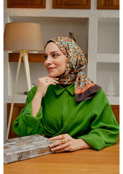 Leopar Desen Kahverengi Soft Pamuk Şal