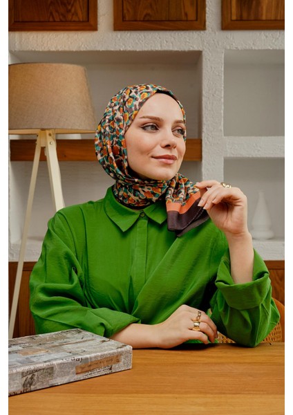 Leopar Desen Kahverengi Soft Pamuk Şal