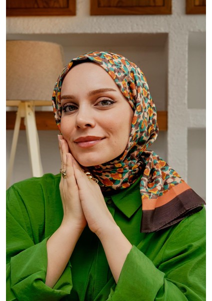Leopar Desen Kahverengi Soft Pamuk Şal