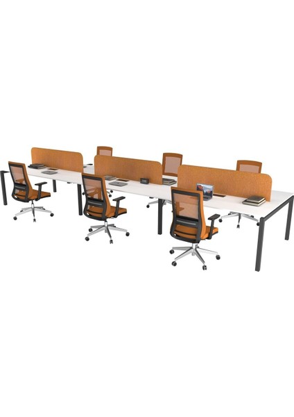 Galaxy Altılı 360 cm Çalışma Ofis Masa Workstation (Beyaz/antrasit)