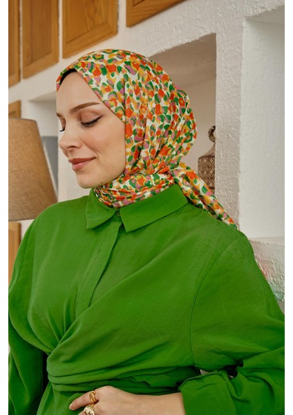 Leopar Desen Yeşil Soft Pamuk Şal modelleri