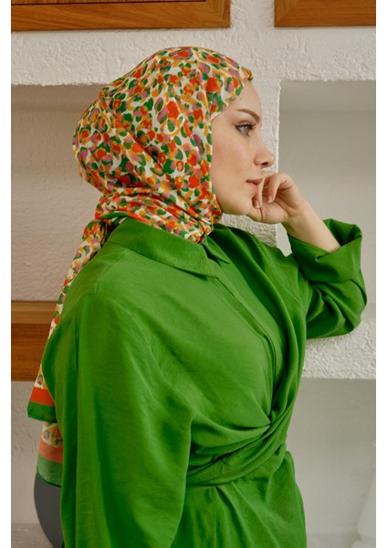 Leopar Desen Yeşil Soft Pamuk Şal fırsatları