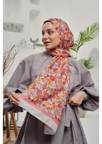 Çiçek Desen Turuncu Soft Pamuk Şal fiyatları