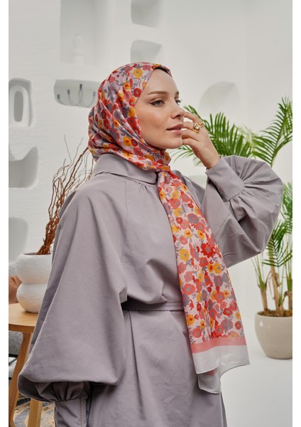 Çiçek Desen Turuncu Soft Pamuk Şal modelleri