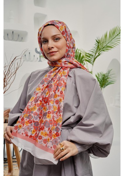 Çiçek Desen Turuncu Soft Pamuk Şal fırsatları