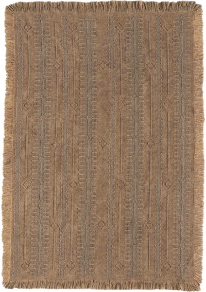 Carpetrium Home Antique Trk Light Brown - Dört Tarafı Saçaklı Pamuklu Yıkanabilir Kilim