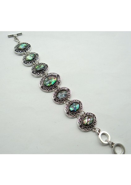 No.6 Moda Doğal Legering Vintage Zilveren Etnische Stijl Antieke Kuvars Kristal Çekicilik Abalone Kabuk Takı Yapımı Mücevher Kol Bandı (Yurt Dışından)