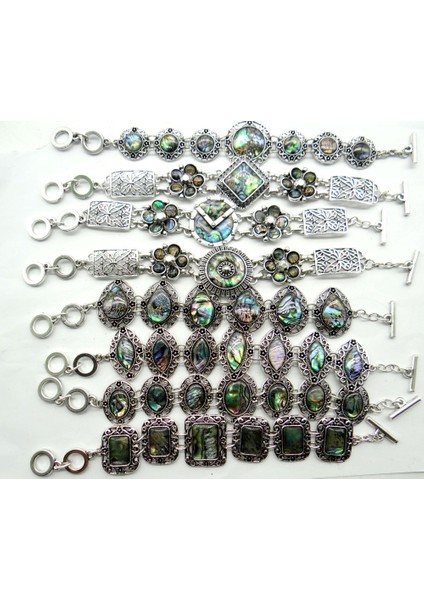 No.6 Moda Doğal Legering Vintage Zilveren Etnische Stijl Antieke Kuvars Kristal Çekicilik Abalone Kabuk Takı Yapımı Mücevher Kol Bandı (Yurt Dışından) fiyatları