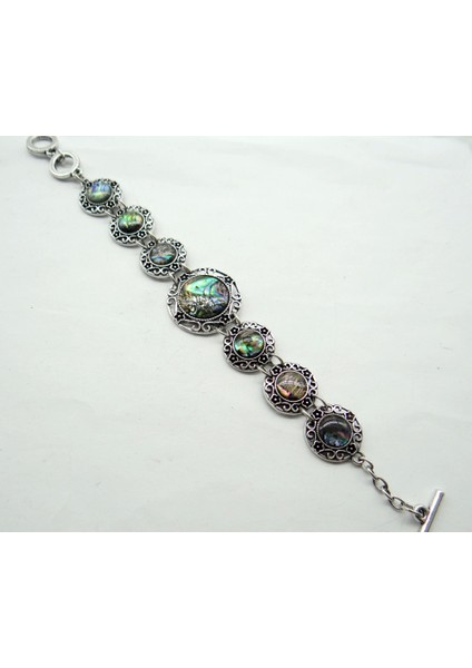 No.6 Moda Doğal Legering Vintage Zilveren Etnische Stijl Antieke Kuvars Kristal Çekicilik Abalone Kabuk Takı Yapımı Mücevher Kol Bandı (Yurt Dışından) fırsatları