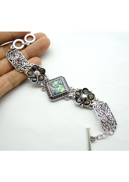 No.6 Moda Doğal Legering Vintage Zilveren Etnische Stijl Antieke Kuvars Kristal Çekicilik Abalone Kabuk Takı Yapımı Mücevher Kol Bandı (Yurt Dışından) indirimleri